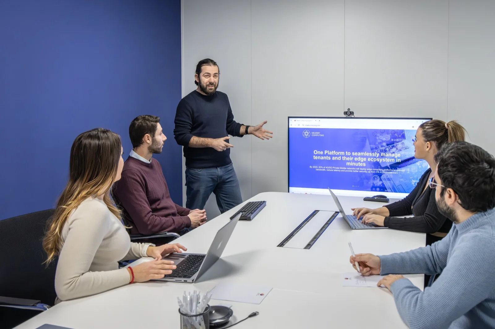 The Nearby Computing team working together in the Barcelona office